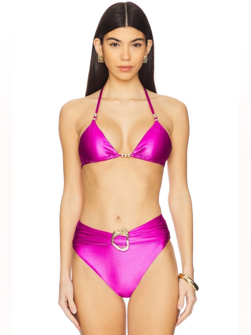 PatBO Groovy Metallic Bikini Set Purple Gold NWT Size M